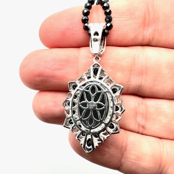 D Joy Black Spinel Chain Multi Gemstone Sterling Silver Pendant Necklace 20 Inch - Picture 3 of 3